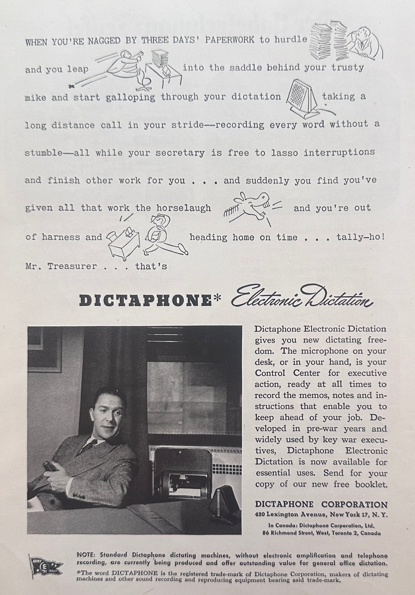 1945 Lockheed Aircraft  + Dictaphone Corporation Magazine Ad