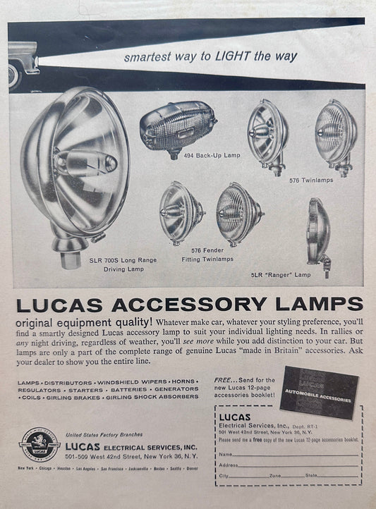 1961 Lucas Accessory Lamps Advertisement