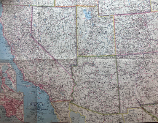 1959 National Geographic Map of Southwestern United States