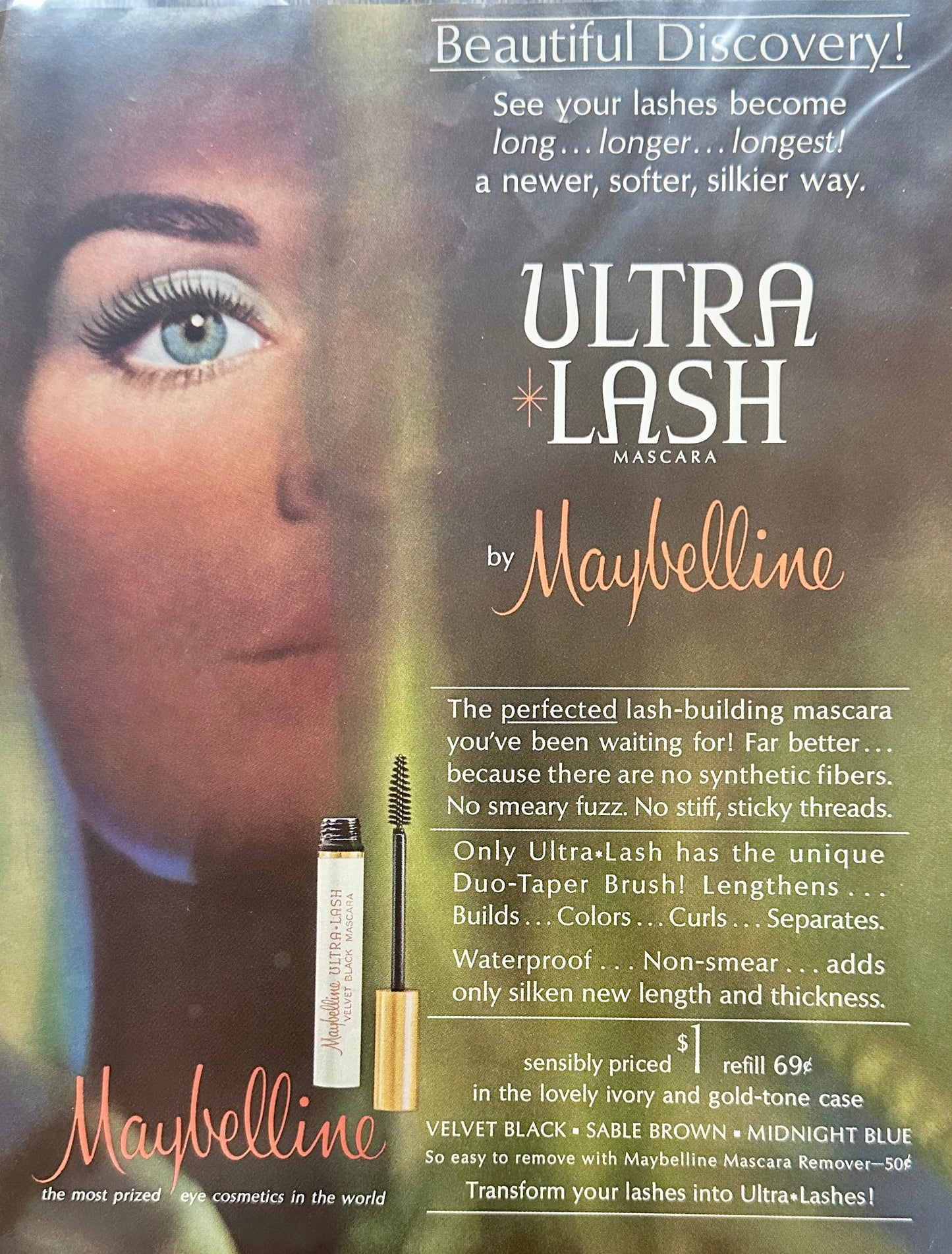 1964 Maybelline Ultra Lash Mascara Magazine Ad