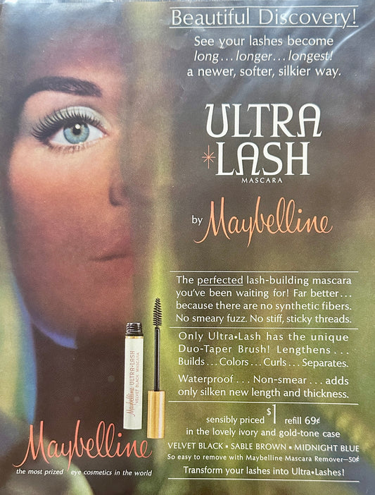 1964 Maybelline Ultra Lash Mascara Magazine Ad