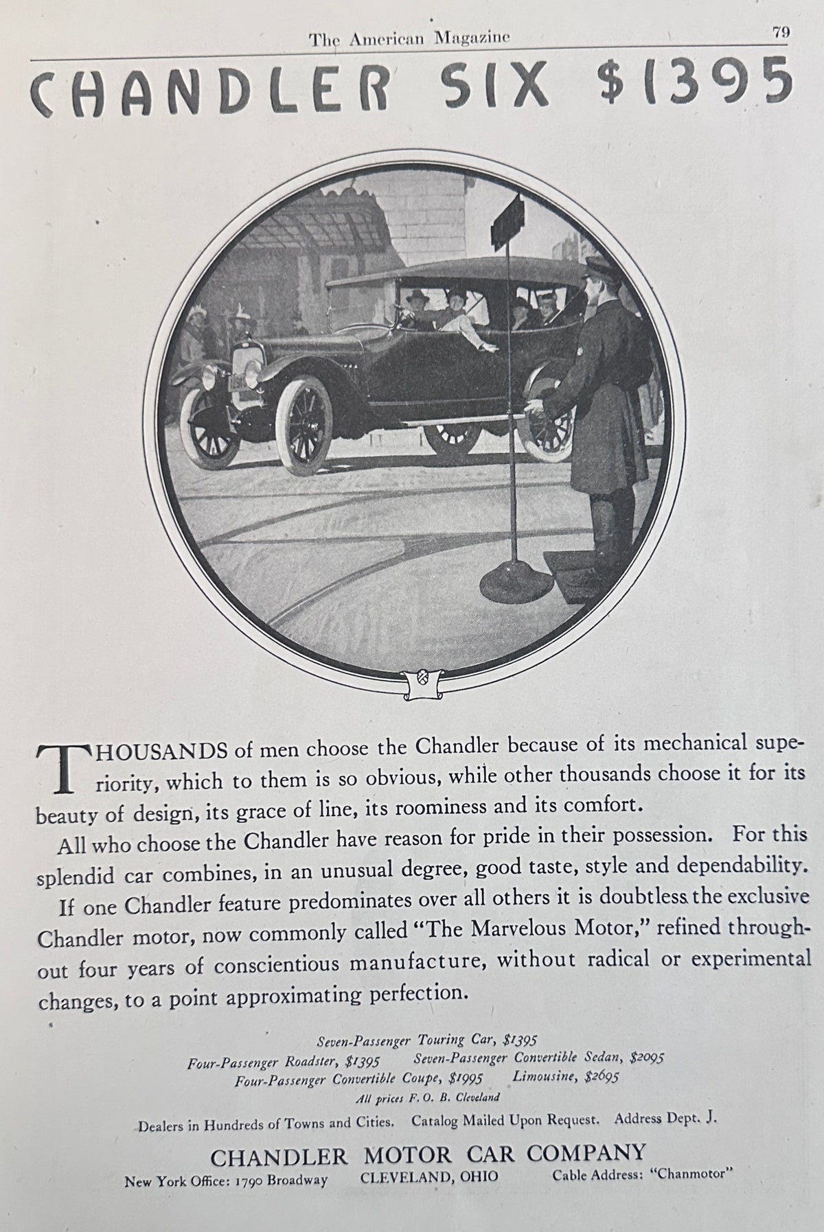 1917 Chandler Six Chandler Motor Car Co Cleveland Oh Ad #N1598