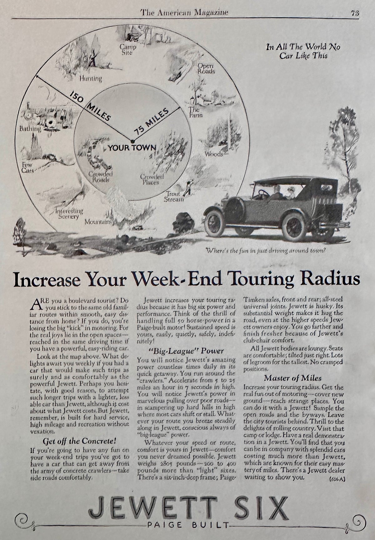 1924 Jewett Six - Paige Built Increase Your Weekend Touring Radius Ad #N1618
