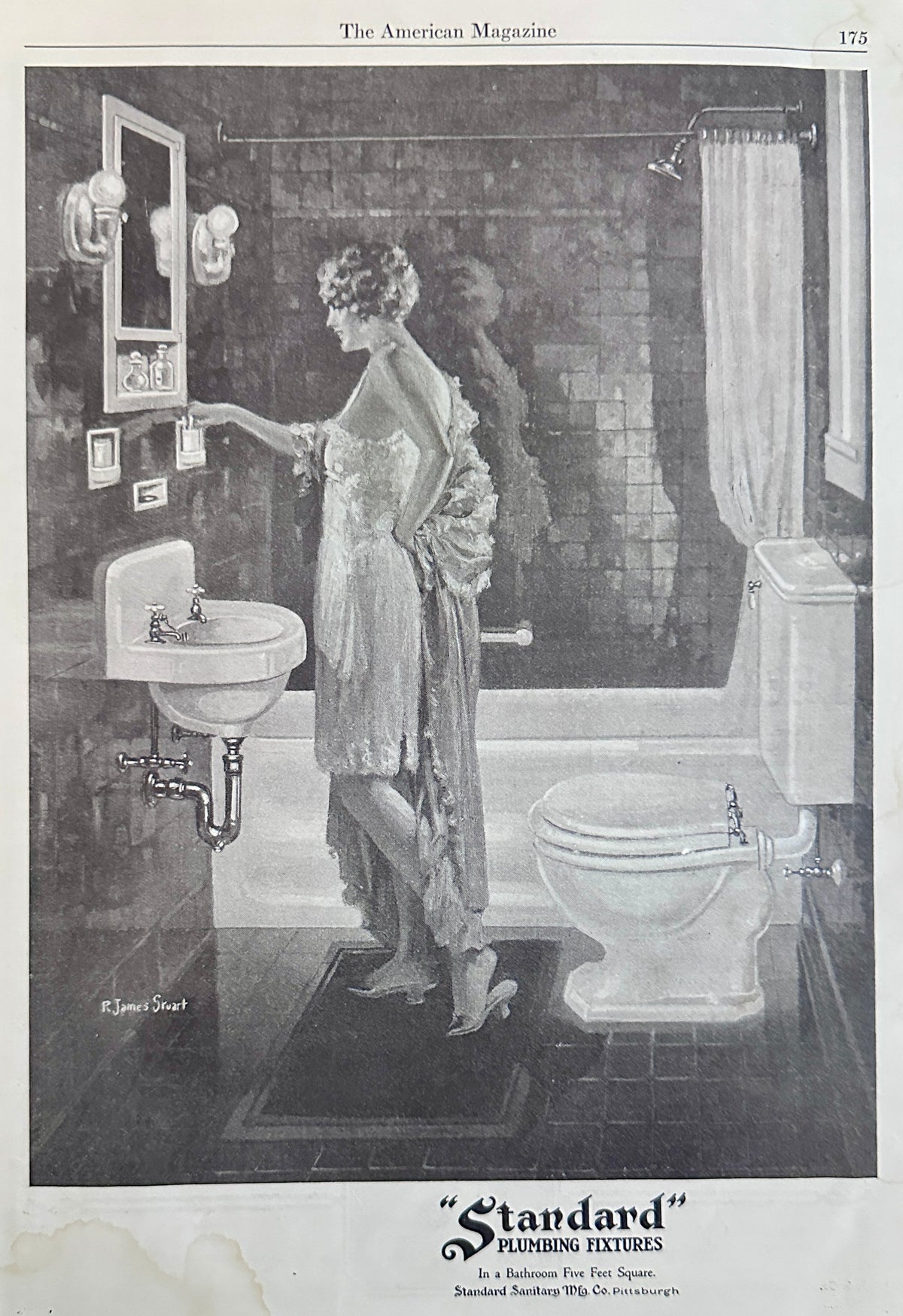 1924 Standard Plumbing Fixtures - Period Art Deco Water Closet Ad #N1623