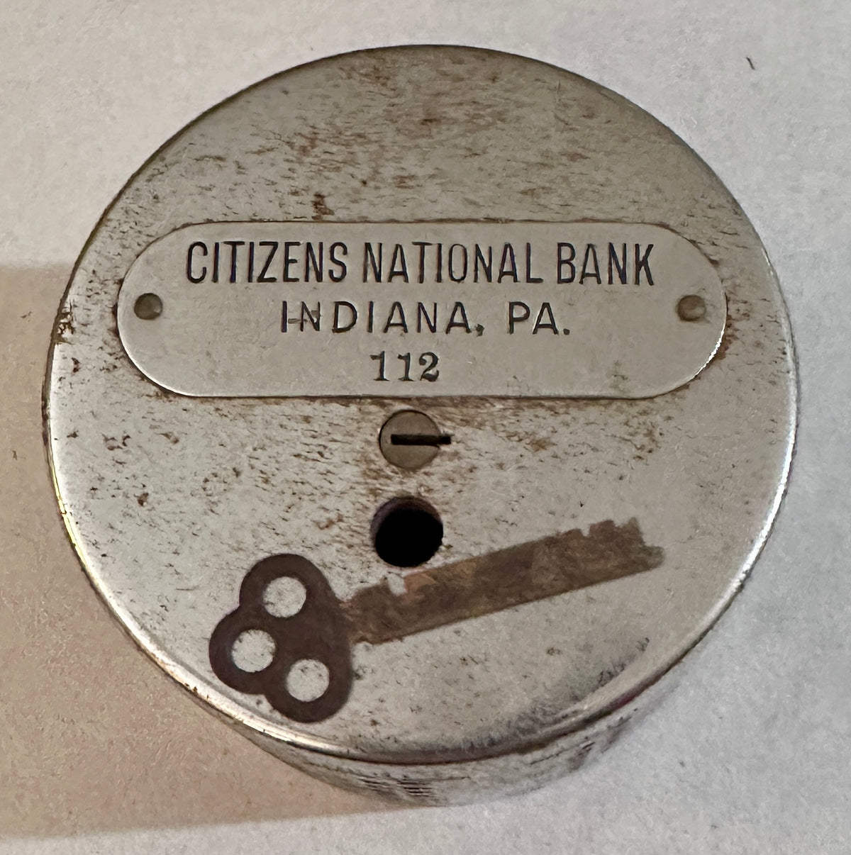 Antique Citizens National Bank Coin Bank with Key CS432026