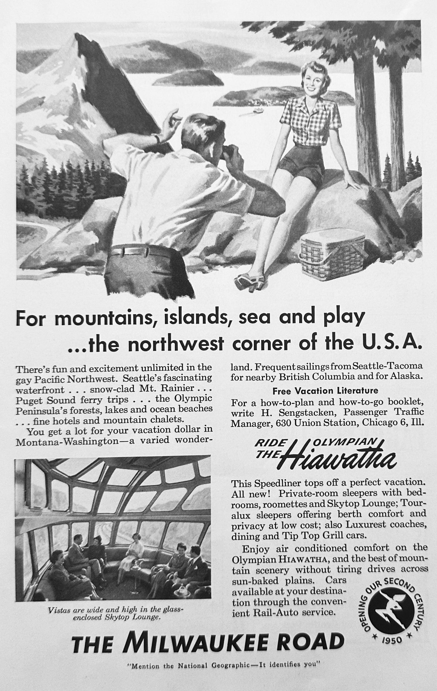 1950 The Milwaukee Road Hiawatha Train Ad