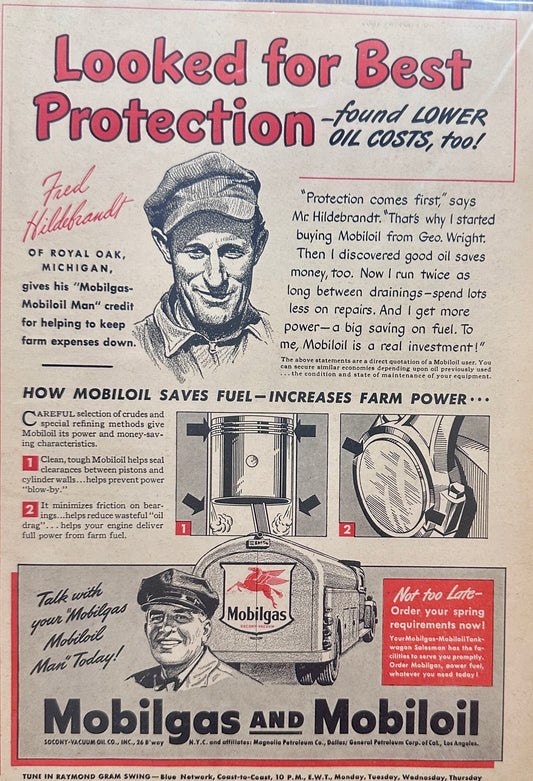 1944 Mobilgas Mobiloil Magazine Ad