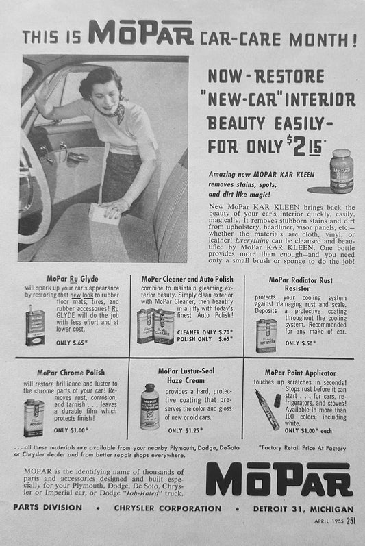 1955 MOPAR Car Care Month Magazine Ad