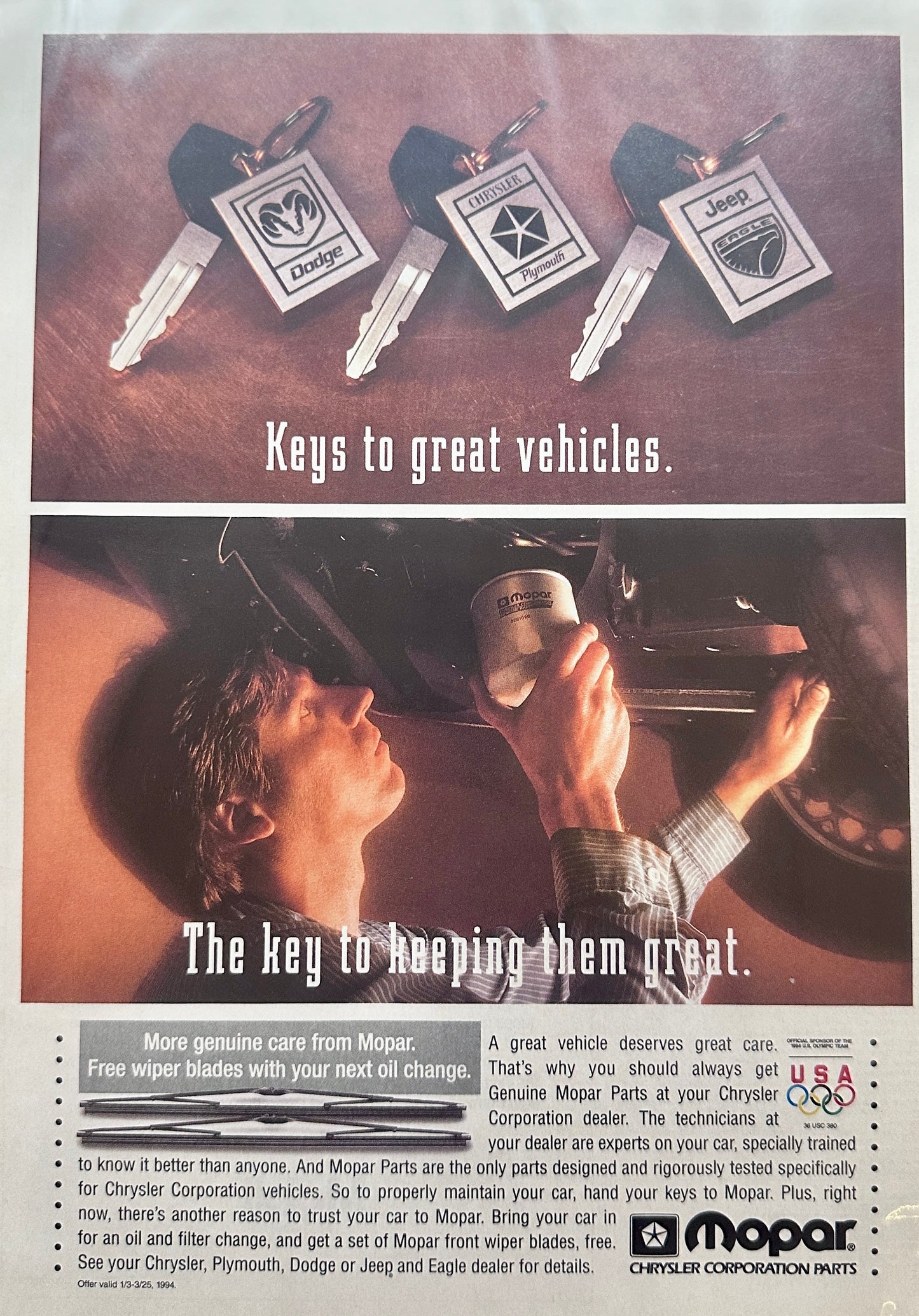 1994 MOPAR parts division Dodge, Chrysler, Jeep, Magazine ad