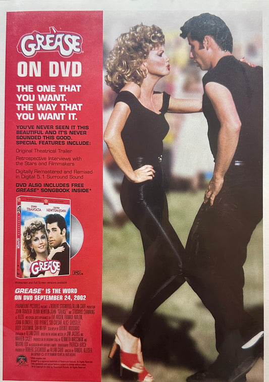 2002 Grease Movie Promo Advertisement Travolta & Newton-John