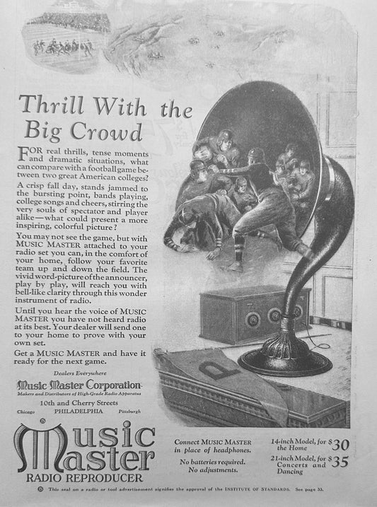 1924 Music Master Radio Reproducer and Miraco Radio Ads N686