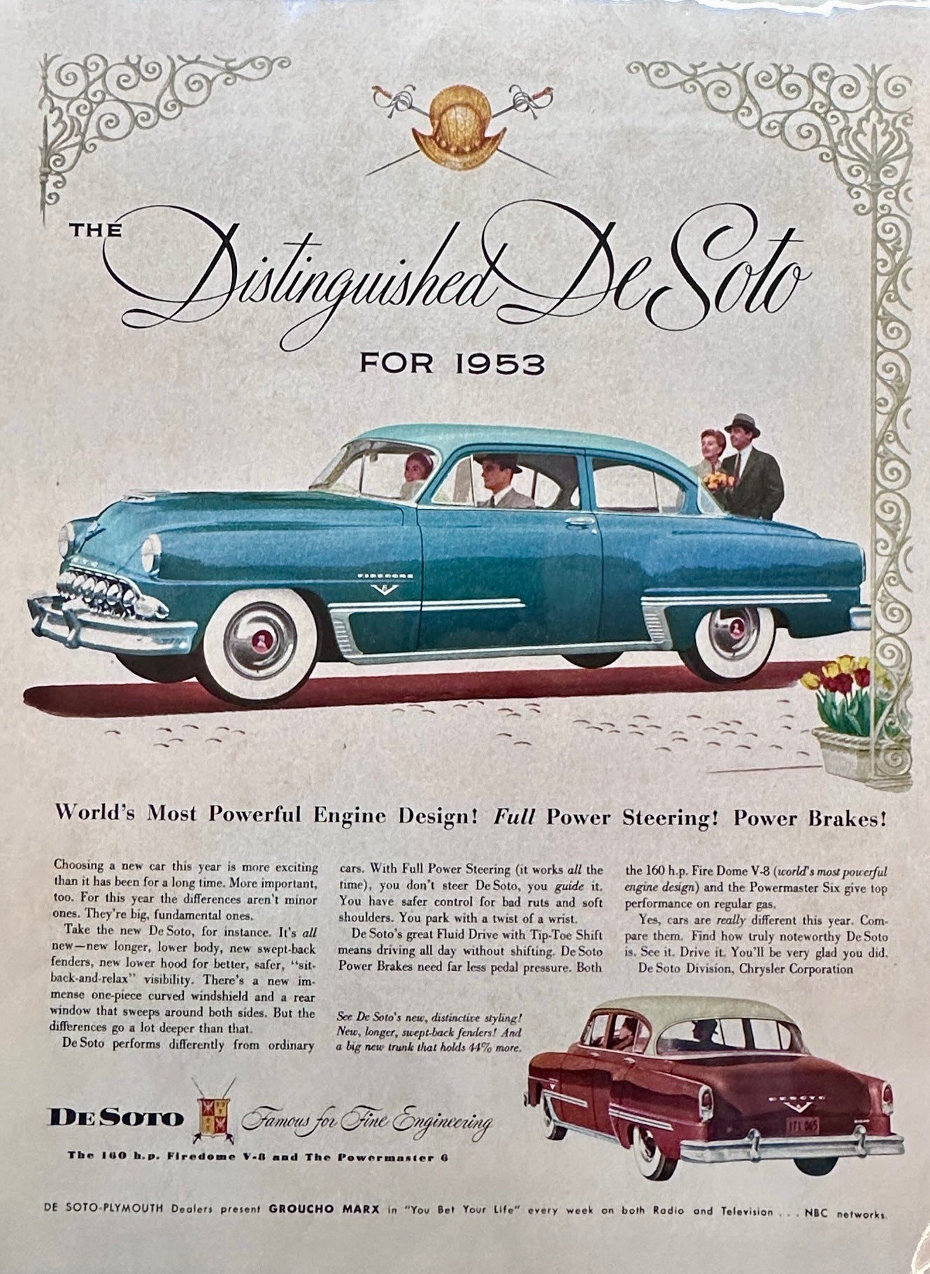 1953 Desoto Firedome V8 Engine Magazine Ad