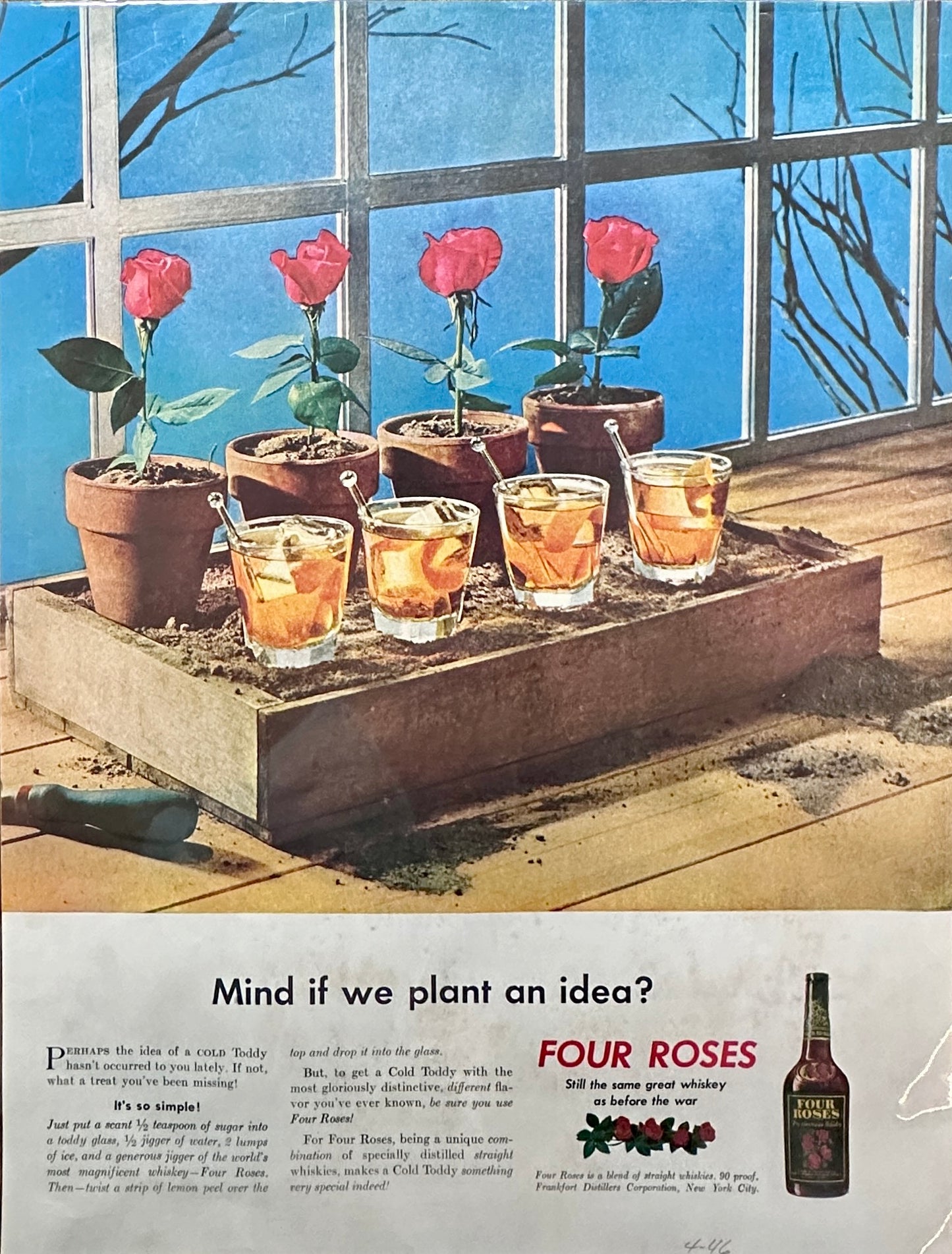 1946 Four Roses Blended Whiskey & Pepsodent Toothpaste Vintage Ads