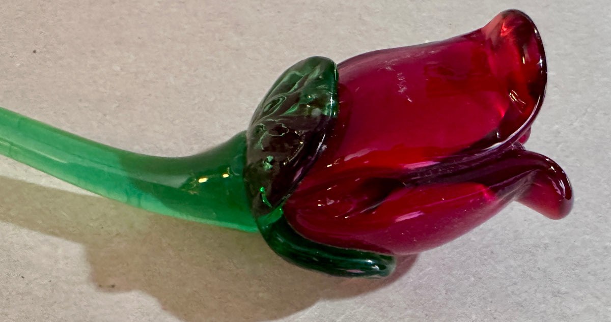 (5) Heavy Hand Blown Flower (3 Stems) And 2 (Buds) Home Decor CS402026
