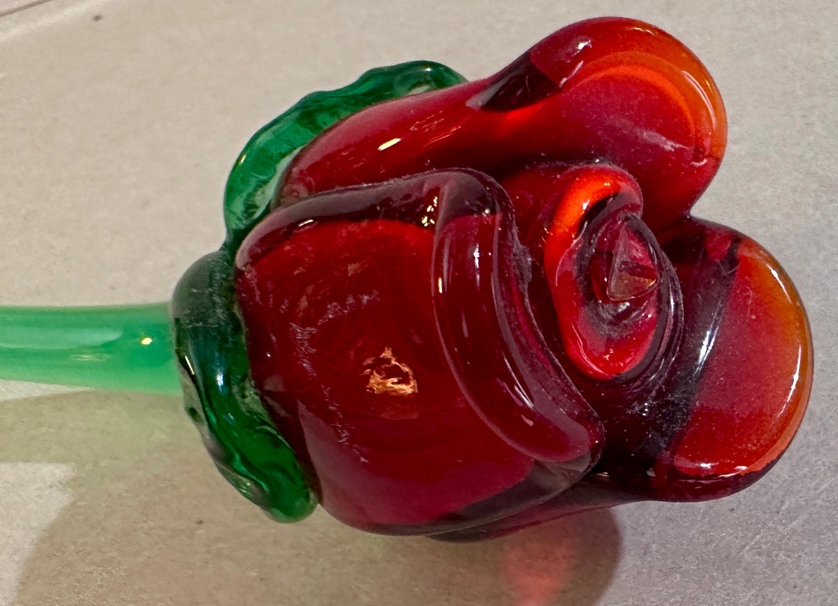 (5) Heavy Hand Blown Flower (3 Stems) And 2 (Buds) Home Decor CS402026