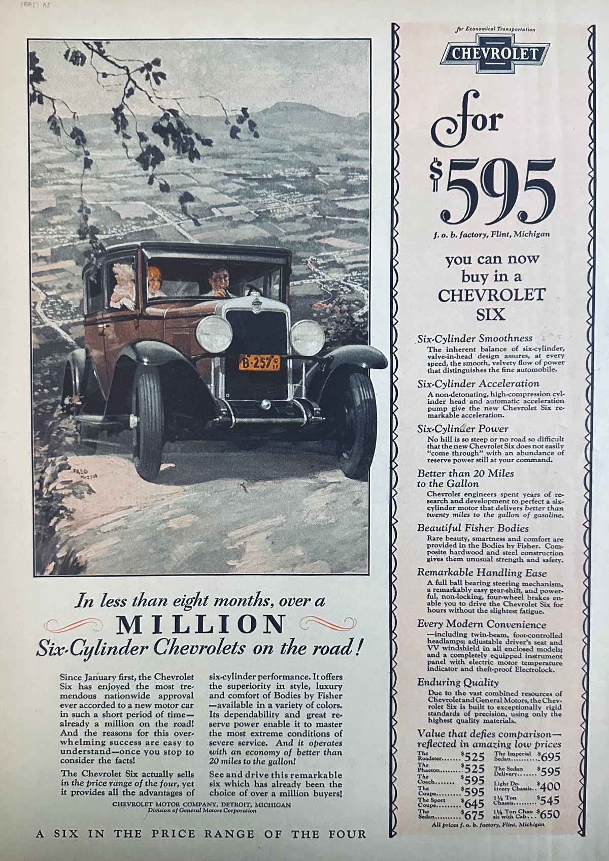 1929  Over a Million 6 Cylinder Chevrolets on the Road! Ad #2338