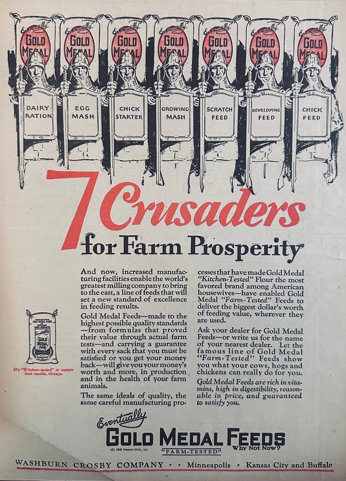 1929 Gold Medal Feeds - 7 Crusaders for Farm Prosperity Ad #2410