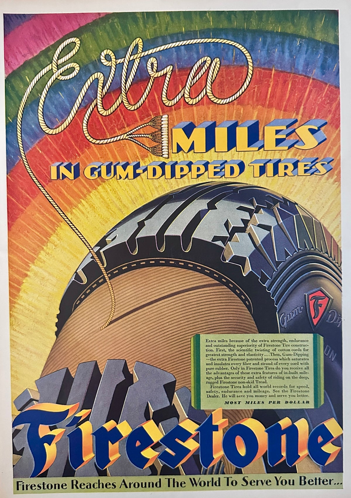 1929 Colorized Dual Sided Adverts Firestone & Post Toasties Ad # 2432