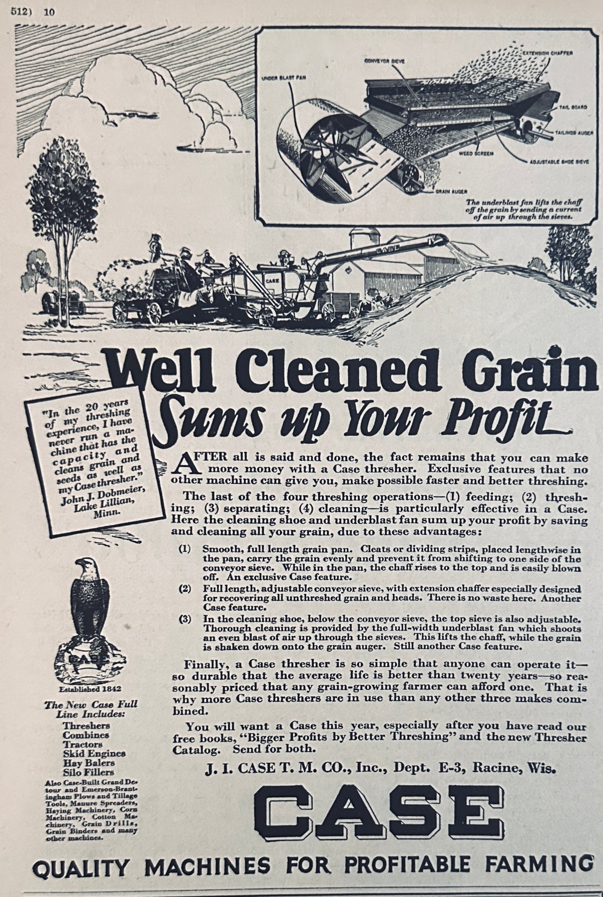 1929 Case Threshers Give Well Cleaned Grain Ad #2431