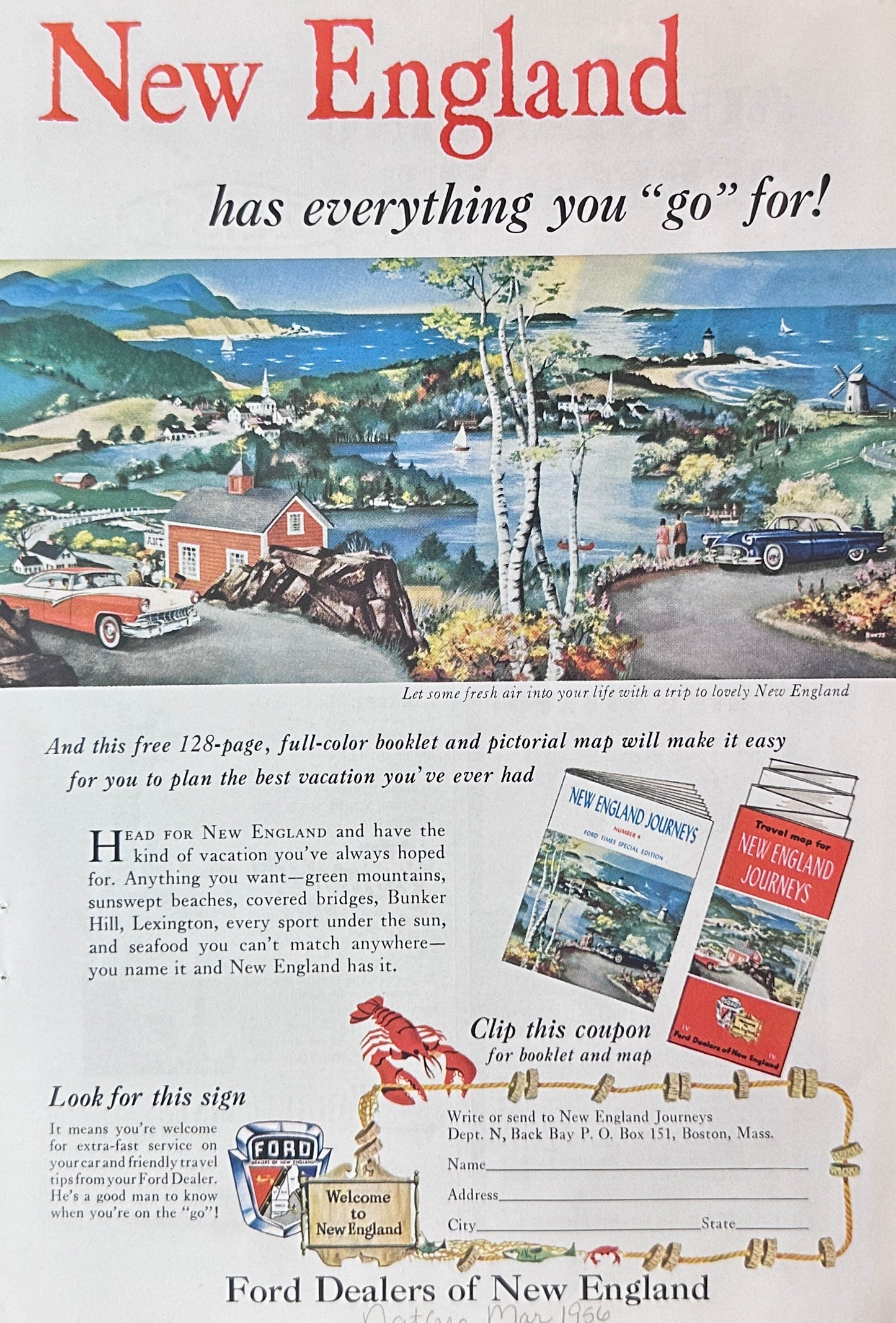 1956 New England Vacation Promotional Ad