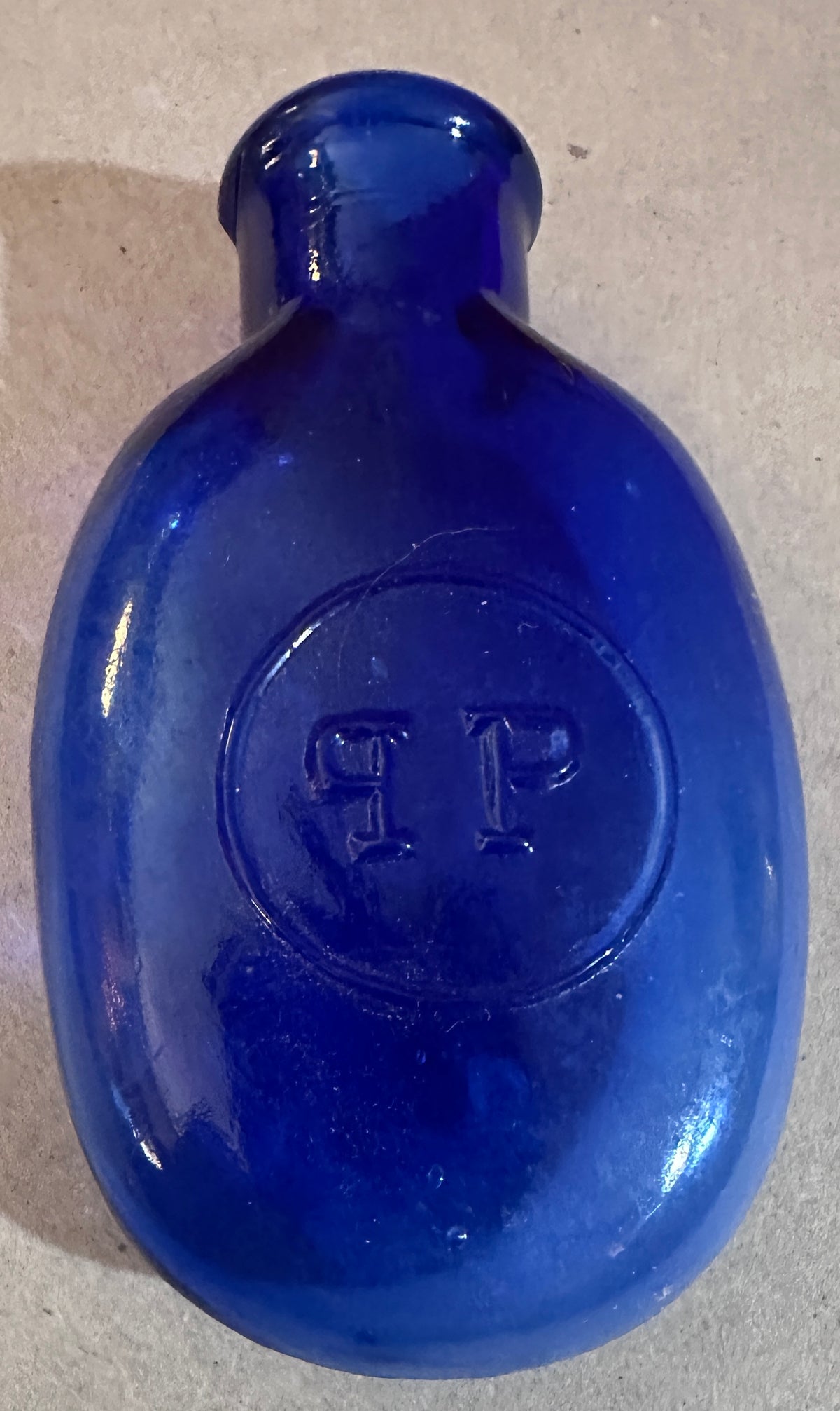 1888-1894 Cobalt Blue Pocket Pill Flask Brunswick Pharmaceutical Co CS562026