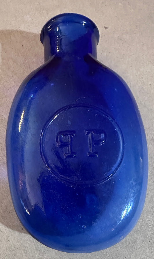1888-1894 Cobalt Blue Pocket Pill Flask Brunswick Pharmaceutical Co CS562026