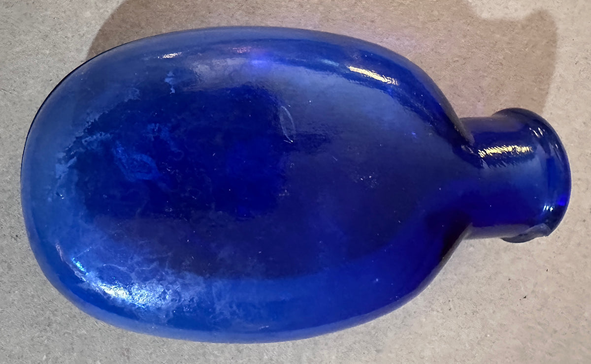 1888-1894 Cobalt Blue Pocket Pill Flask Brunswick Pharmaceutical Co CS562026