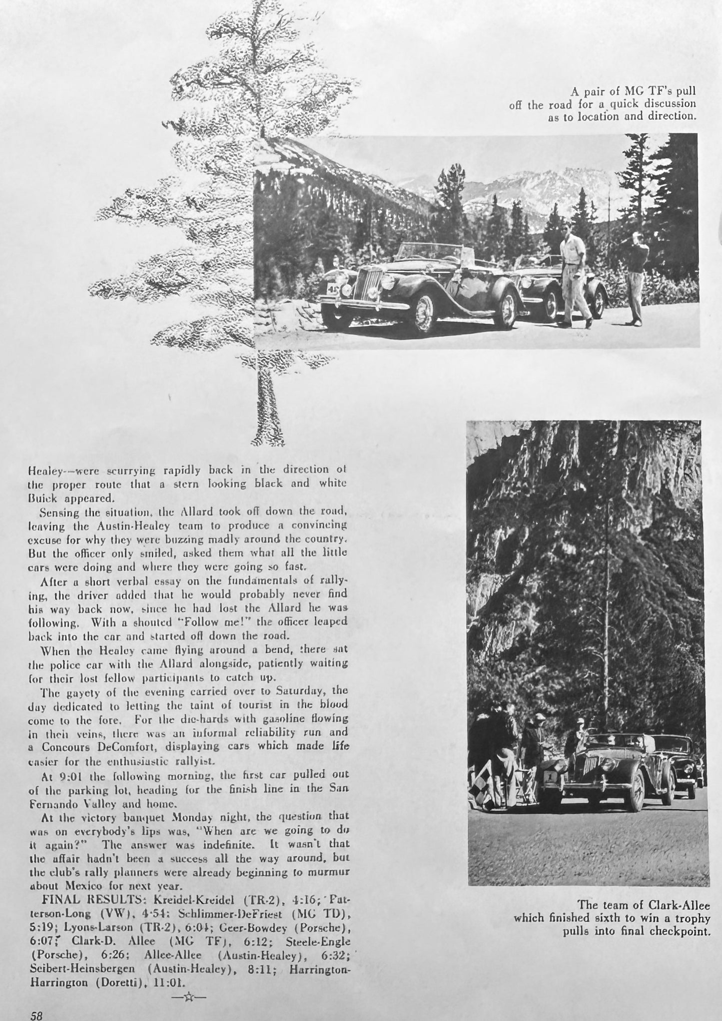 1955 Magazine article featuring Period MG's - Multiple Pictures In Article