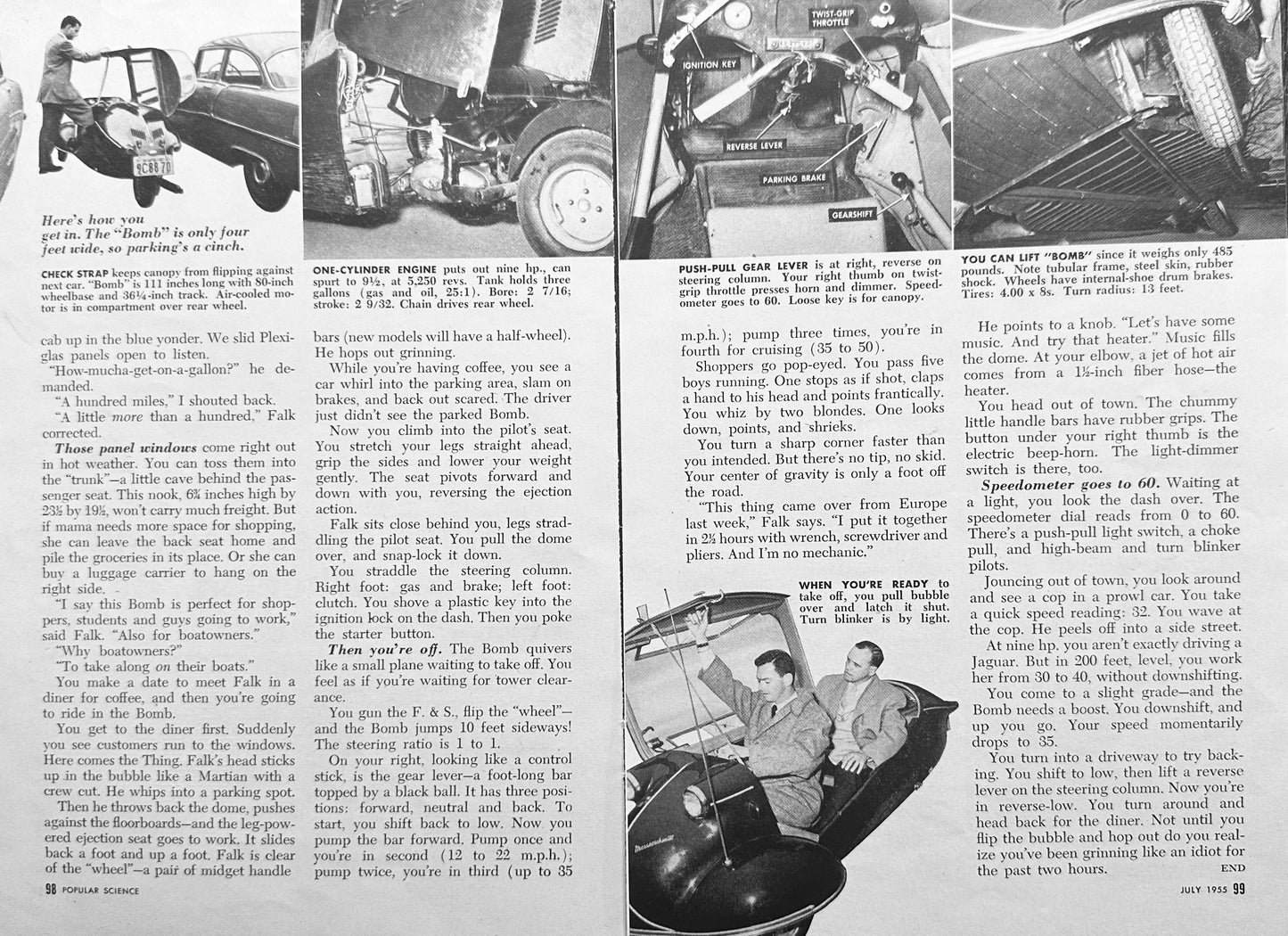 1955 3-Page article on the Messerschmitt Bubble Car