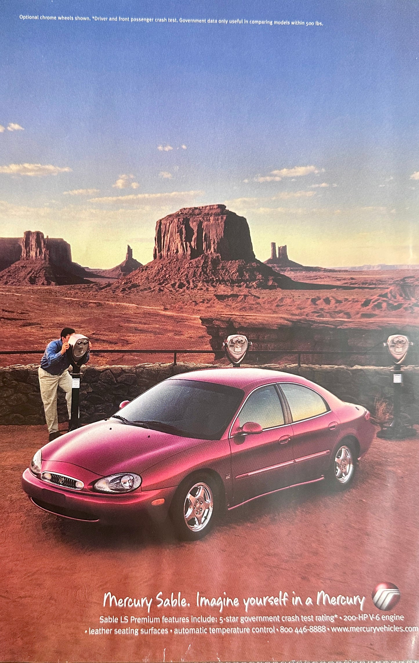 1999 Red Mercury Sable 4-door Sedan - Magazine Ad