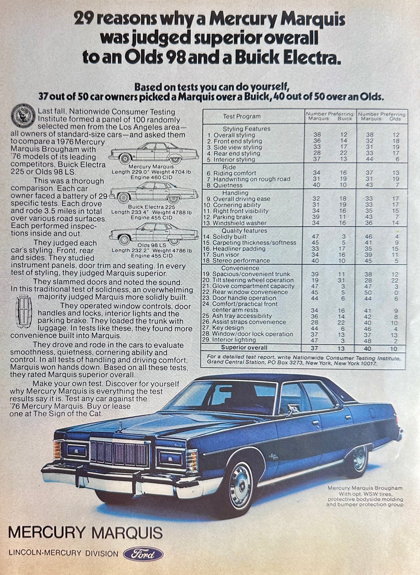 1975 Mercury Marquis Magazine Ad - 29 Reasons