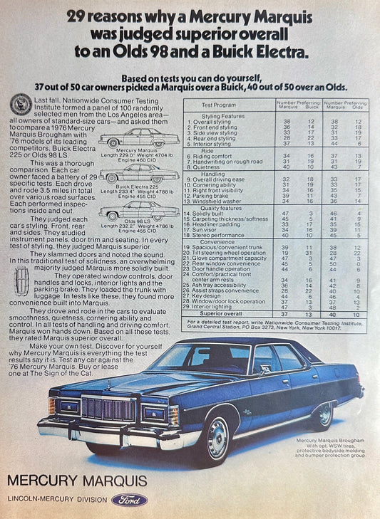 1975 Mercury Marquis Magazine Ad - 29 Reasons