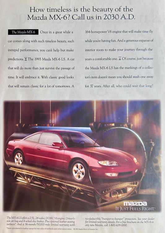 1993 Mazda MX-6 LS Red Sedan - Mazda It Just Feels Right Magazine Ad