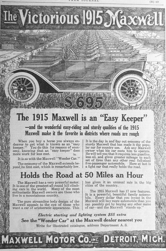 1915 Lot of (3) Maxwell "Wonder Car" Touring Car Ads Ad#202-1-2-3