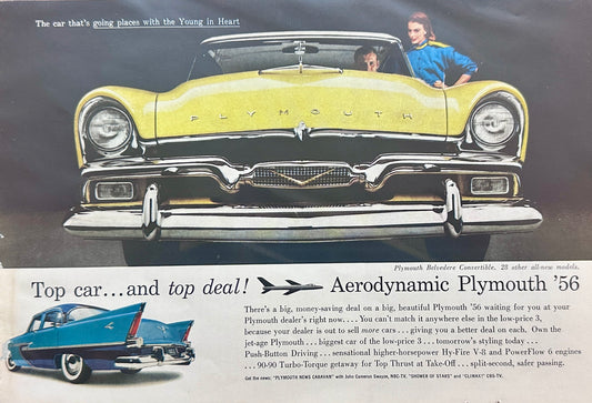 1956 Plymouth Belvedere Convertible Ad - Yellow