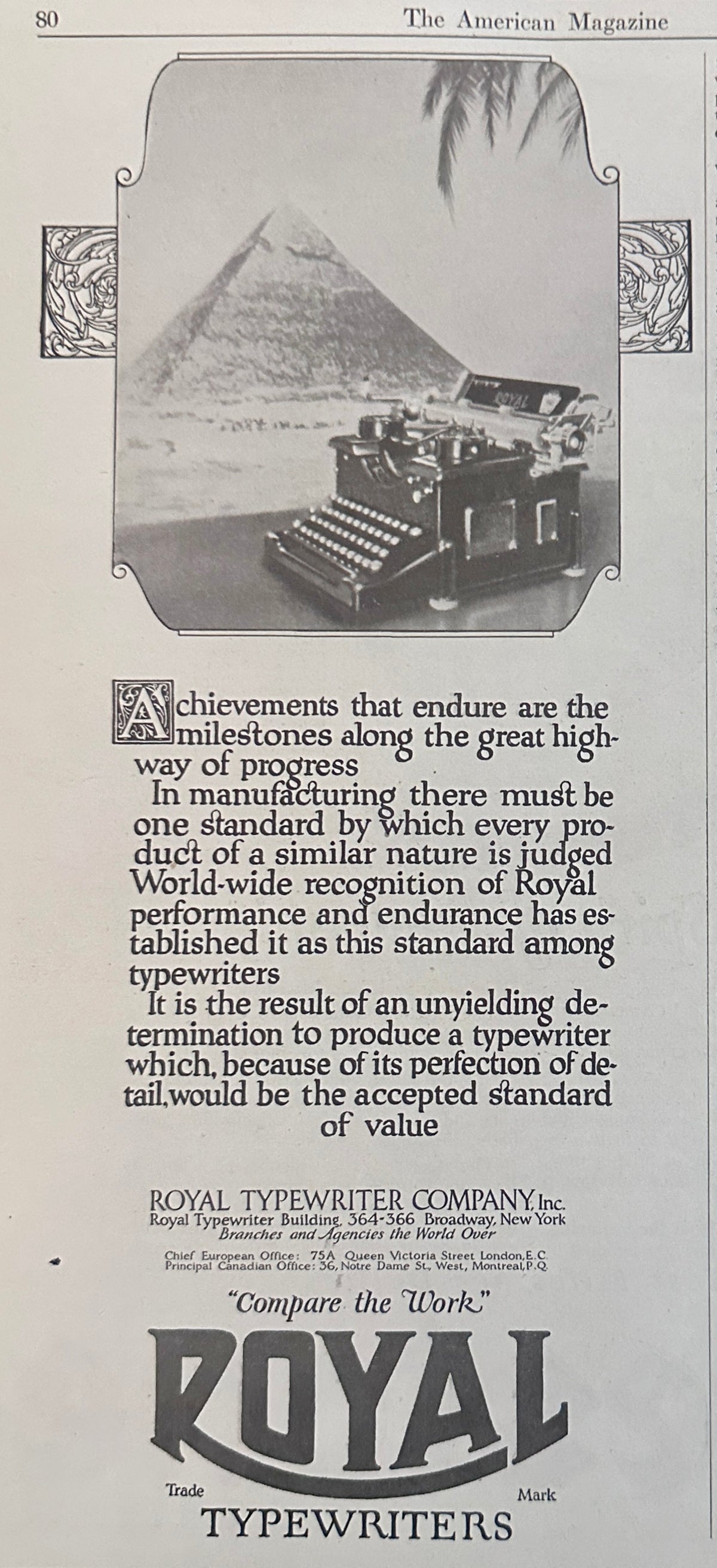 1923 Royal Typewrites - Compare the Work Ad#N1628