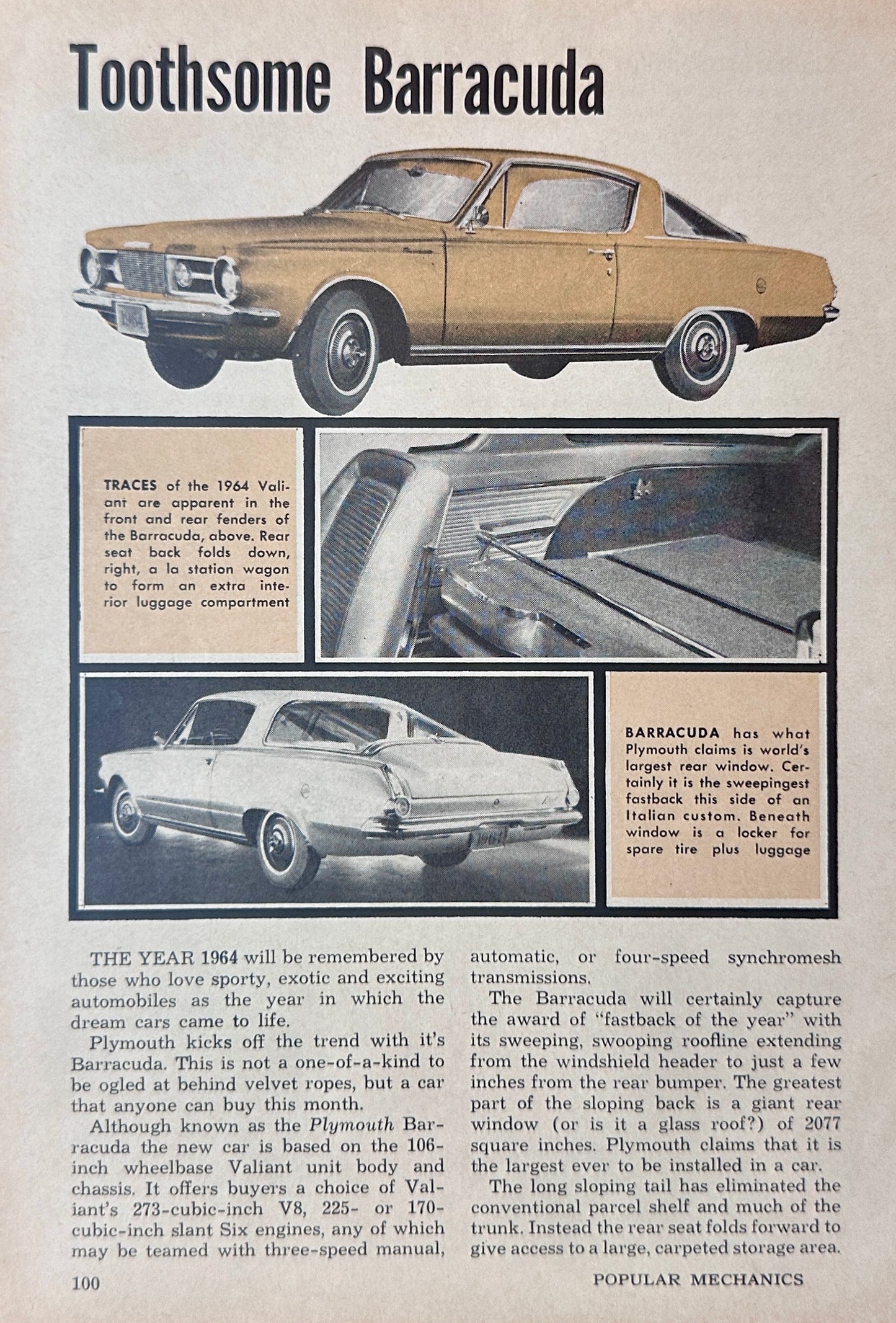 1964 Plymouth Toothsome Barracuda Magazine Ad