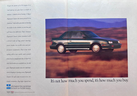 1993 Plymouth Duster Centerfold Magazine Ad - Not how much you spend