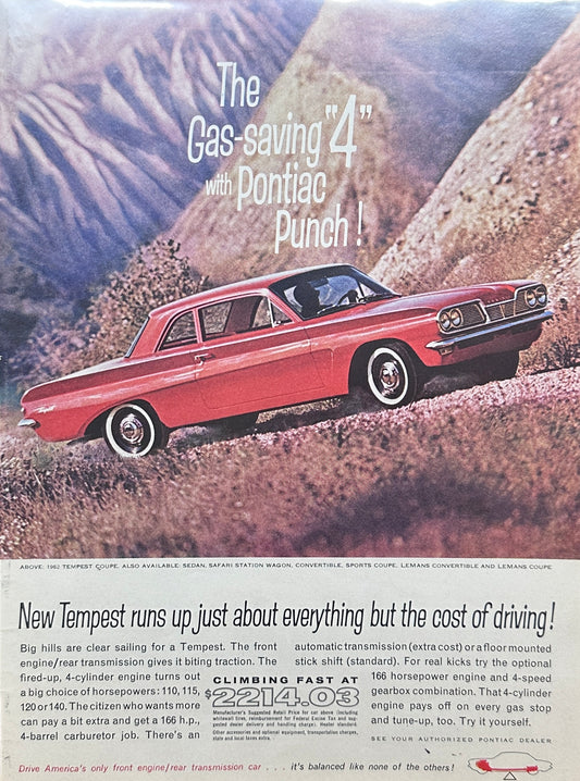 1961 Pontiac Tempest Lemans Red Coupe & Martin's Blended Scotch Ads