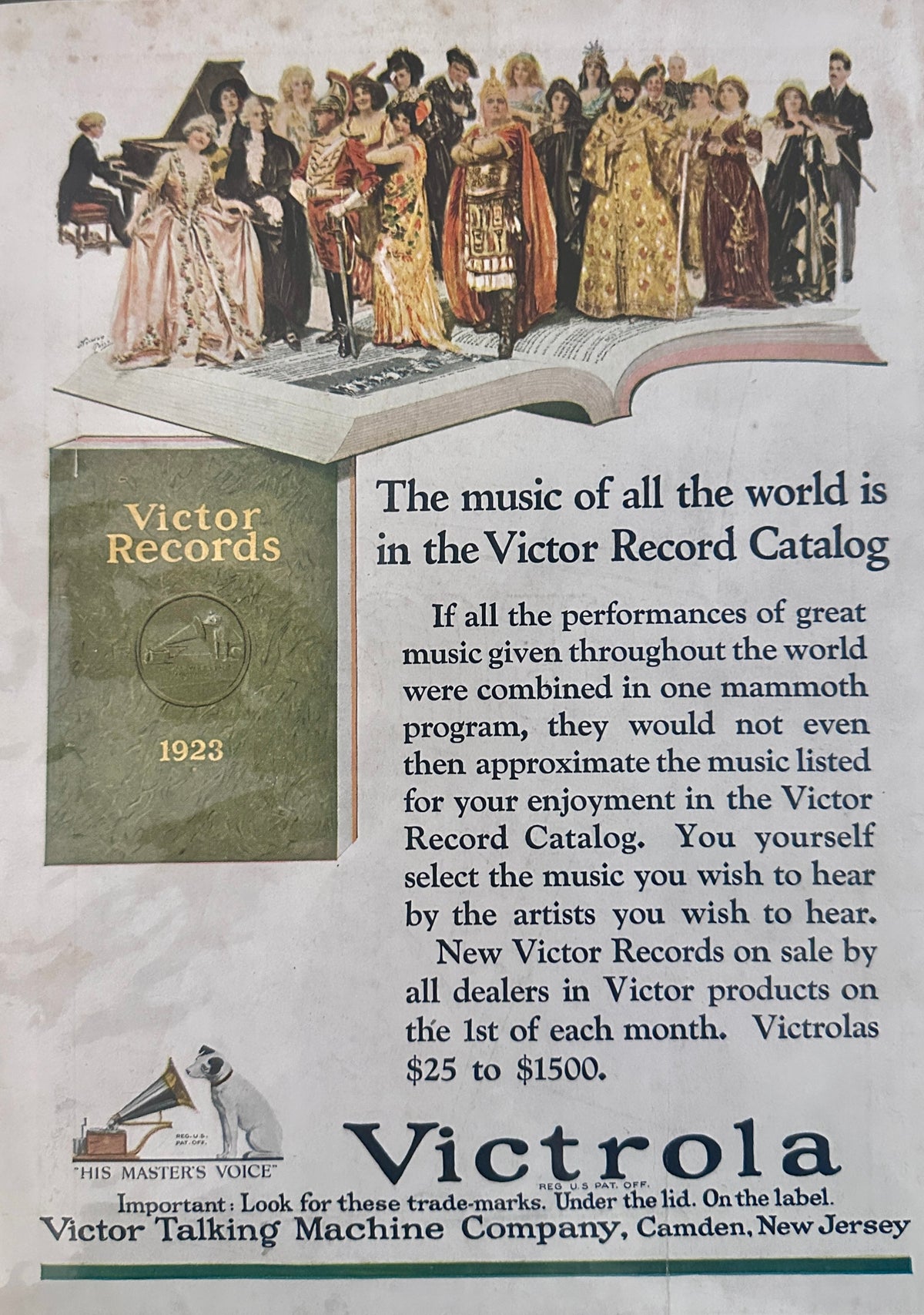 1923 Victor Record Catalog - Music of All the World Ad #N1643