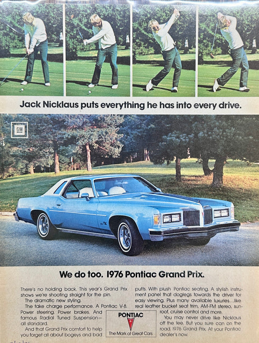 1976 Pontiac Grand Prix and Jack Nicklaus Magazine Ad