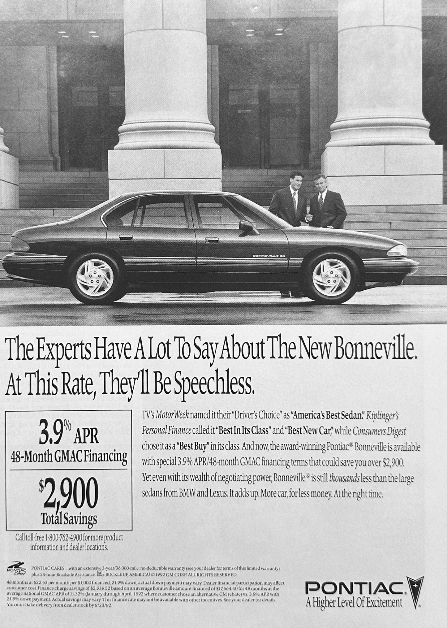 1992 Pontiac Bonneville 4-Door Sedan "best New Car" per Kiplinger's