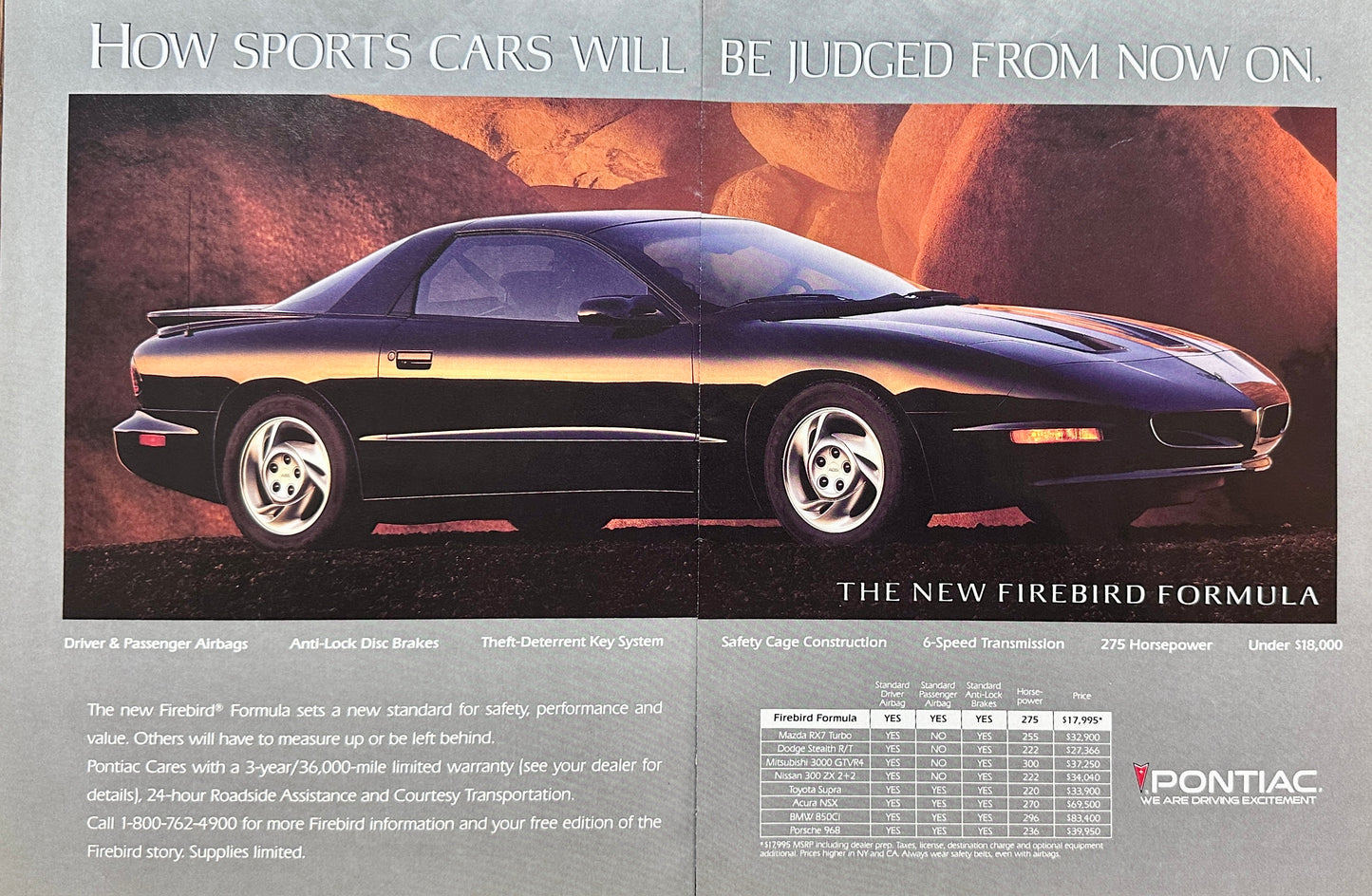 1993 2-Page Magazine Ad for Pontiac Firebird Formula Sport Sedan