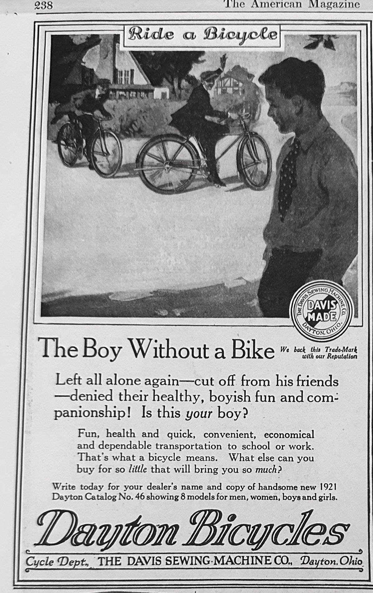 1923 Dayton Bicycles - The Boy Without a Bike - Dayton, OH Ad #N1667