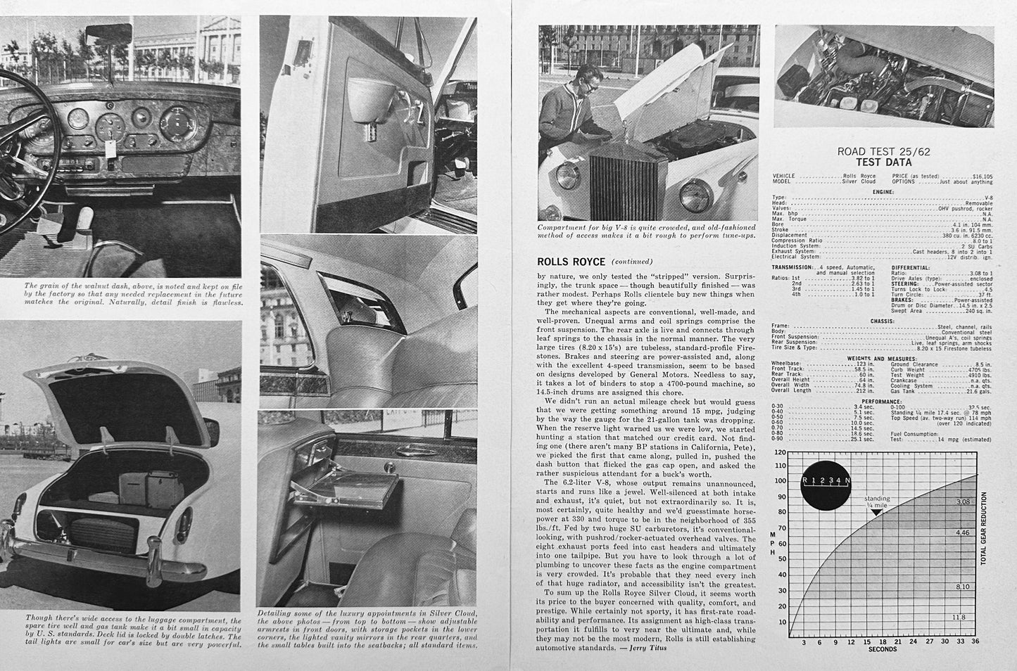 1962 Rolls Royce Silver Cloud  4- Page Road Test 25-62