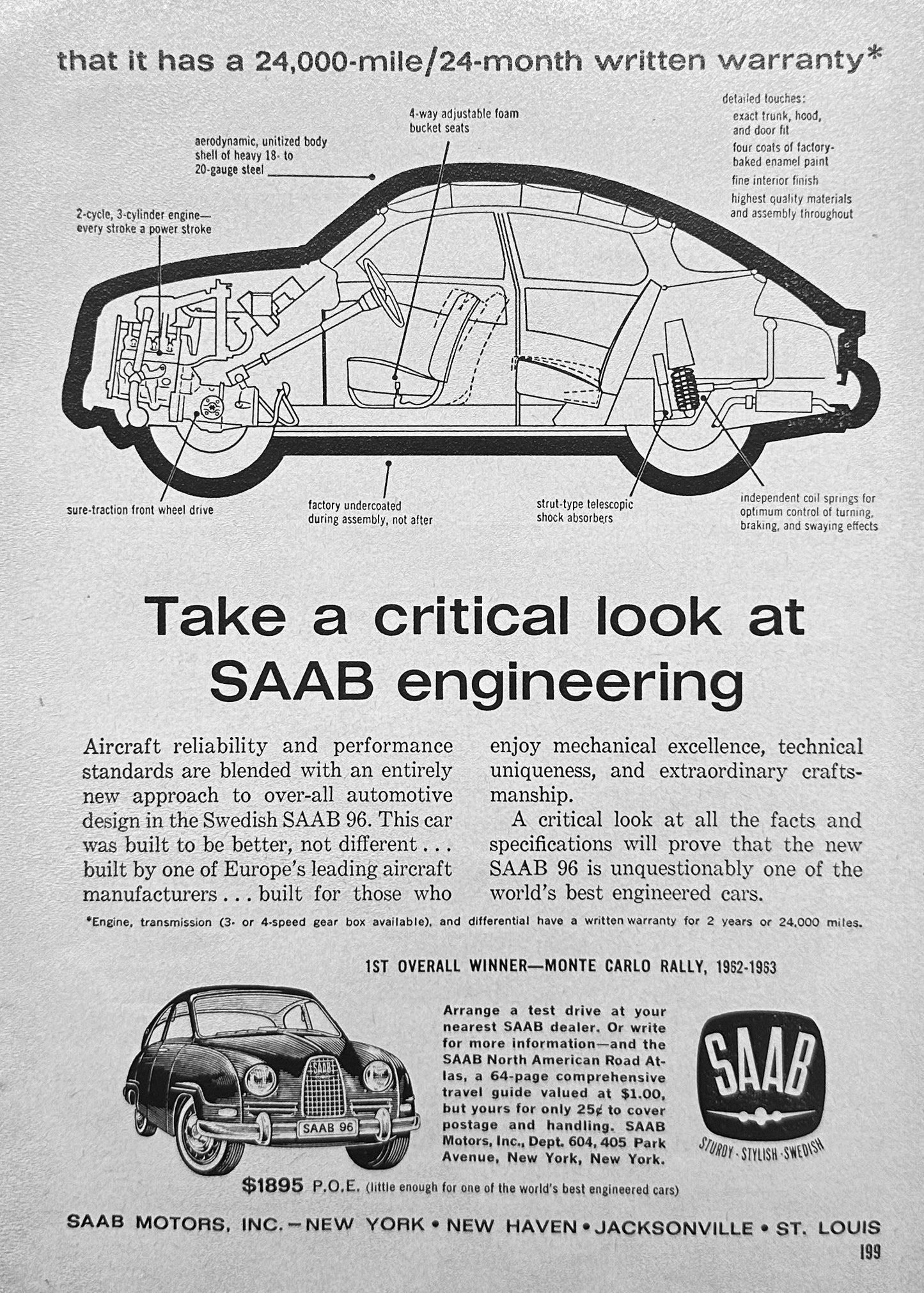 1963 SAAB Model 96 Magazine Ad