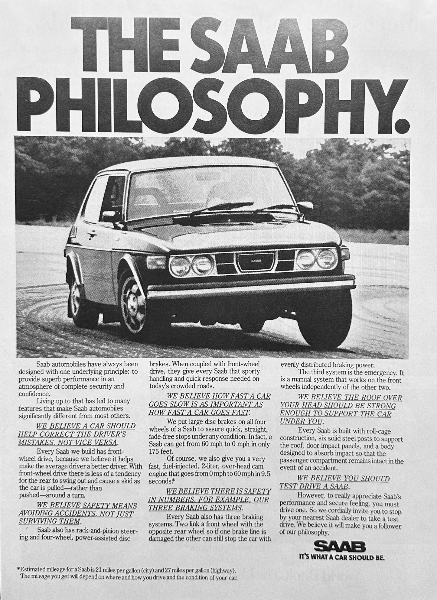 1975 SAAB 96LE Magazine Ad - The SAAB Philosophy