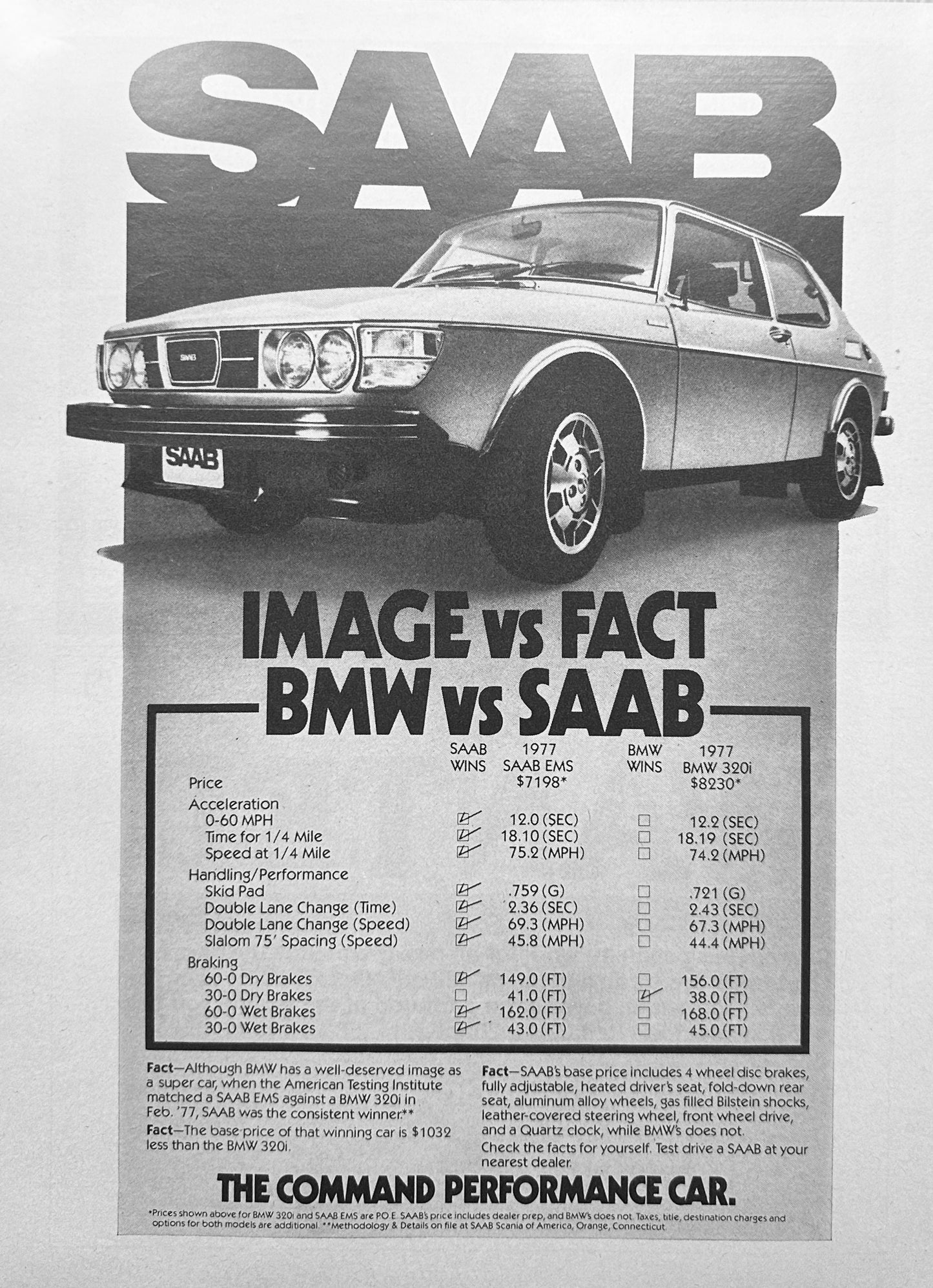 1977 SAAB EMS Magazine Ad Image vs Fact