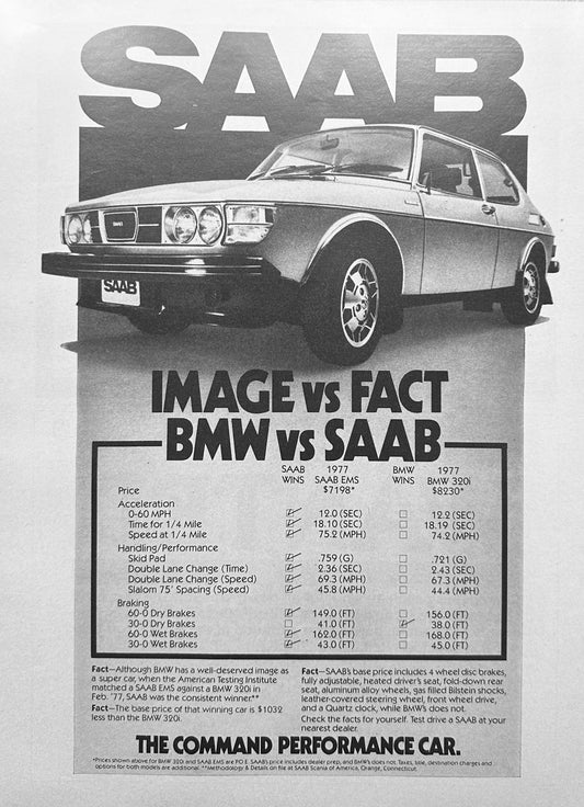 1977 SAAB EMS Magazine Ad Image vs Fact