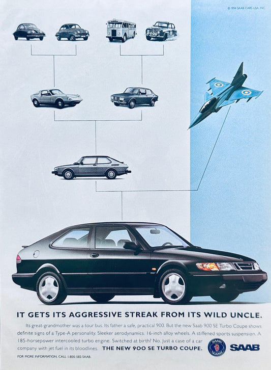 1994 SAAB 900 SE Turbo - Magazine Ad - Jet Fuel in Bloodlines